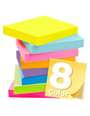 Notas Adhesivas 7.62 cm YONSEN, 8 Paquetes, 100 Hojas Cada Uno