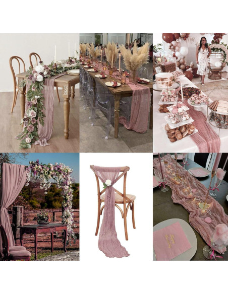 Camino de Mesa de Gasa de Queso LuxeLouise 2 Paquetes 304.8x88.9cm Rosa Camino de Mesa de Gasa de Queso LuxeLouise 2 Paquetes 304.8x88.9cm Rosa