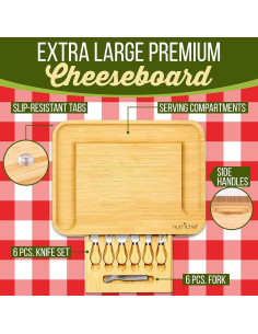 Tabla de Charcutería NutriChef 44.5x32.8 cm con 6 Cuchillos 2