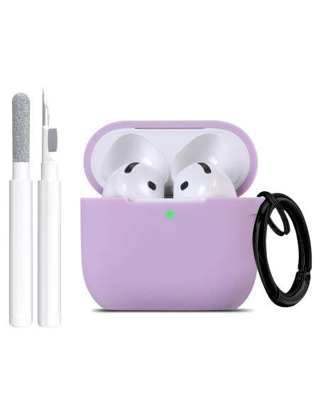 Funda de Silicona Maxjoy para AirPods 4ta Generación 2024 - Púrpura Lavanda con Kit de Limpieza Funda de Silicona Maxjoy para AirPods 4ta Generación 2024 - Púrpura Lavanda con Kit de Limpieza