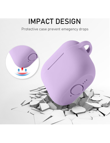 Funda de Silicona Maxjoy para AirPods 4ta Generación 2024 - Púrpura Lavanda con Kit de Limpieza