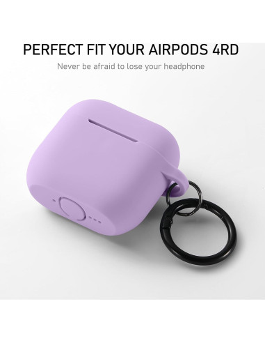 Funda de Silicona Maxjoy para AirPods 4ta Generación 2024 - Púrpura Lavanda con Kit de Limpieza