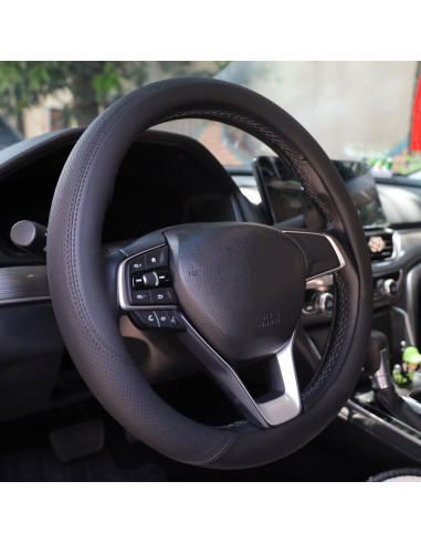 Cubierta de Volante SZYUCHEN para Acura 14.5-15" Cuero Negro