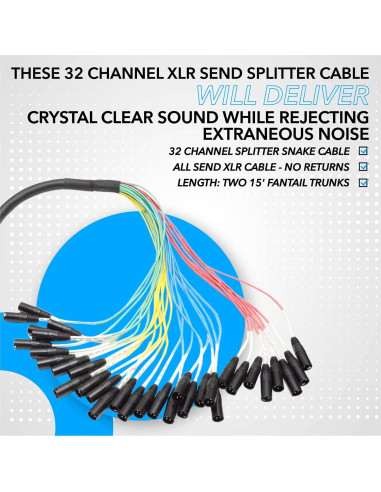 Cable Divisor 32 Canales XLR Seismic Audio 2 Troncos 4.57 m