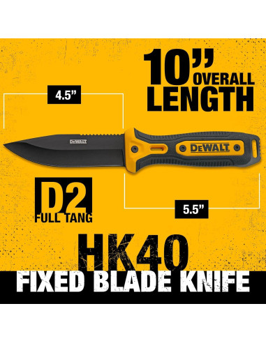 Cuchillo Fijo DEWALT D2 25.4 cm con Funda - Utilitario EDC