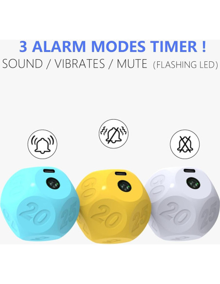 Temporizador de Cocina BEBESIRI Cubo Recargable 60 Minutos Blanco