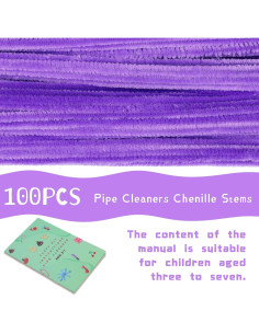 Limpiapipas Chenille Giwrmu 100 Piezas Púrpura para Manualidades 2