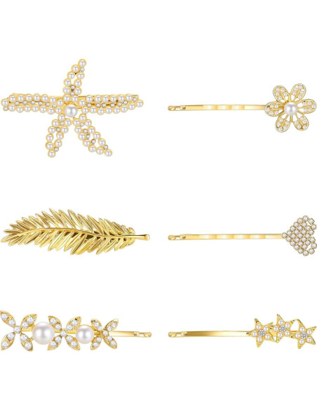 Set de 6 Horquillas para Cabello Novia Quantai con Perlas Set de 6 Horquillas para Cabello Novia Quantai con Perlas
