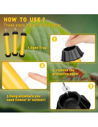 Trampas para Moscas Qualirey Amarillo 8 Pzs 25.4x6.35 cm