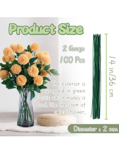 100 Alambres Florales Verde Oscuro 36 cm 2 Gauge para Manualidades 2
