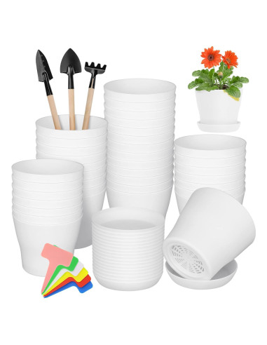Paquete de 36 Macetas de Vivero Hahood 10.2 cm con Bandeja