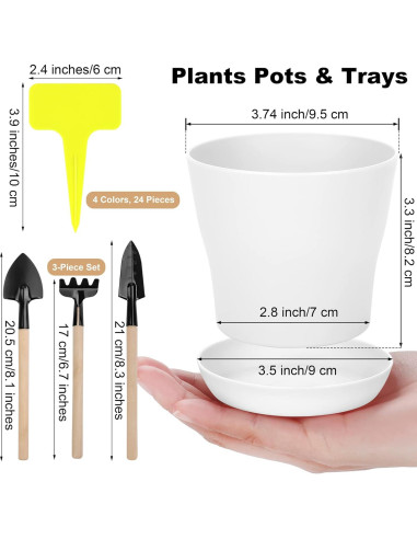 Paquete de 36 Macetas de Vivero Hahood 10.2 cm con Bandeja