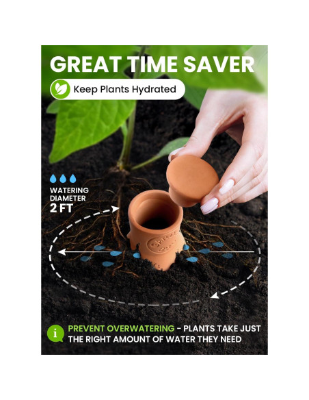 Olla de Riego de Terracota Gardenbro 14 oz para Plantas Olla de Riego de Terracota Gardenbro 14 oz para Plantas