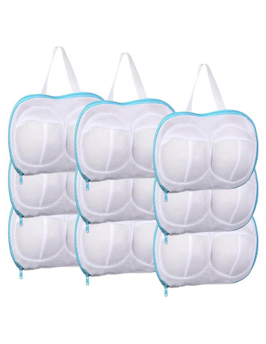 9 Bolsas de Lavado de Sujetadores Ribbonlic - Malla Azul 20x30cm