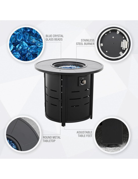 Mesa de Fuego Redonda Rattaner 76 cm 50000 BTU Gas Exterior Mesa de Fuego Redonda Rattaner 76 cm 50000 BTU Gas Exterior