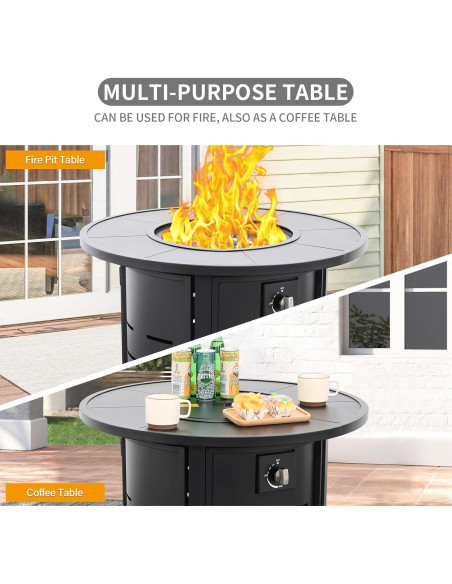 Mesa de Fuego Redonda Rattaner 76 cm 50000 BTU Gas Exterior Mesa de Fuego Redonda Rattaner 76 cm 50000 BTU Gas Exterior