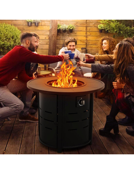 Mesa de Fuego Redonda Rattaner 76 cm 50000 BTU Gas Exterior Mesa de Fuego Redonda Rattaner 76 cm 50000 BTU Gas Exterior