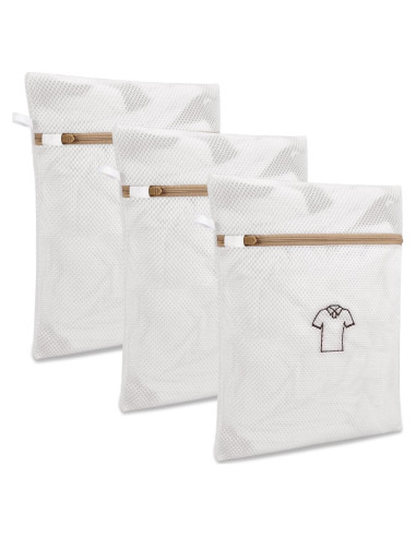 Bolsa de Lavandería Yonchic 3 Medianas Malla Cremallera Beige