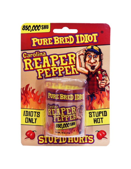 Polvo de Pimiento Picante Carolina Reaper Pure Bred Idiot 21g Polvo de Pimiento Picante Carolina Reaper Pure Bred Idiot 21g