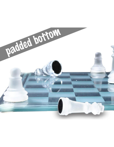Juego de Ajedrez de Vidrio Gamie 25.4 cm - 32 Piezas Elegantes Juego de Ajedrez de Vidrio Gamie 25.4 cm - 32 Piezas Elegantes