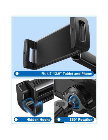 Soporte para Tableta en Reposacabezas de Auto OATSBASF, Negro