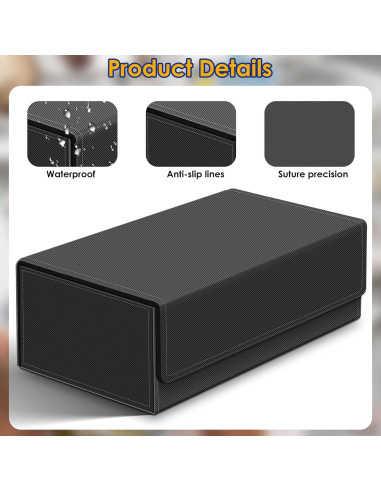 Caja de Cartas Homthy 1200+ con Cierre Magnético de Cuero Negro