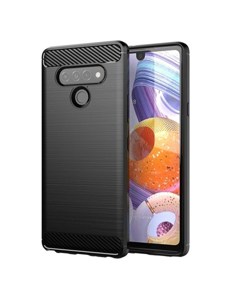 Funda para LG Stylo 6 LMQ730TM Negra TPU Fibra de Carbono Funda para LG Stylo 6 LMQ730TM Negra TPU Fibra de Carbono
