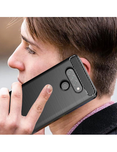 Funda para LG Stylo 6 LMQ730TM Negra TPU Fibra de Carbono