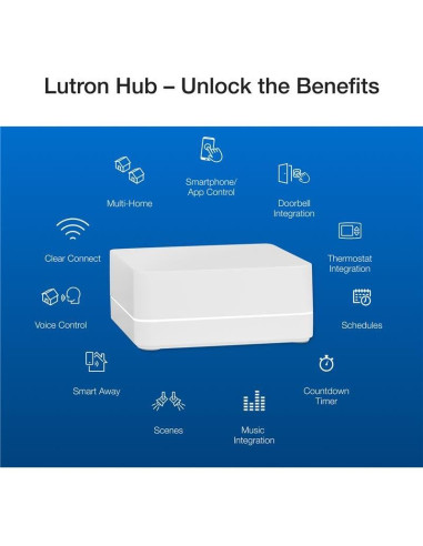 Kit Regulador Inteligente Lutron Caseta Original 150W con Hub