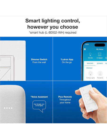 Kit Regulador Inteligente Lutron Caseta Original 150W con Hub Kit Regulador Inteligente Lutron Caseta Original 150W con Hub