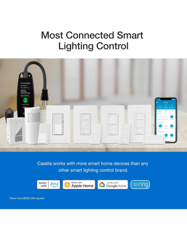 Kit Regulador Inteligente Lutron Caseta Original 150W con Hub
