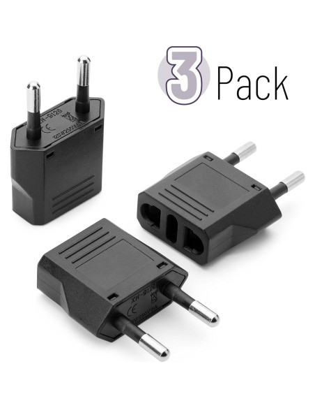 Adaptador de Enchufe Europeo Bates - 3 Piezas Negro Adaptador de Enchufe Europeo Bates - 3 Piezas Negro