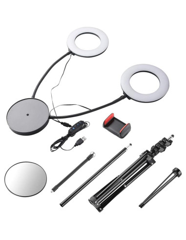 Luz de Anillo Doble RGB 7" AW con Control Remoto y Trípode