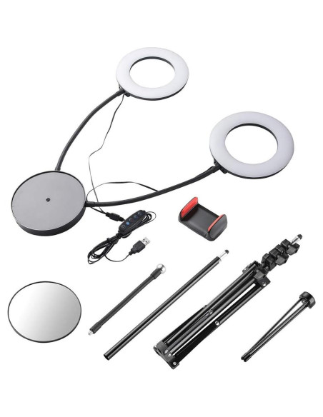 Luz de Anillo Doble RGB 7" AW con Control Remoto y Trípode Luz de Anillo Doble RGB 7" AW con Control Remoto y Trípode