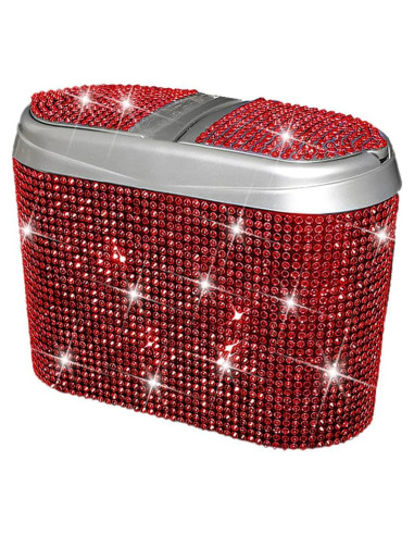 Bote de Basura para Auto Mandark con Tapa y Cristales Rojos