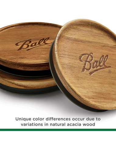 Tapa de Tarro Ball Boca Ancha - 5 Piezas Madera Acacia