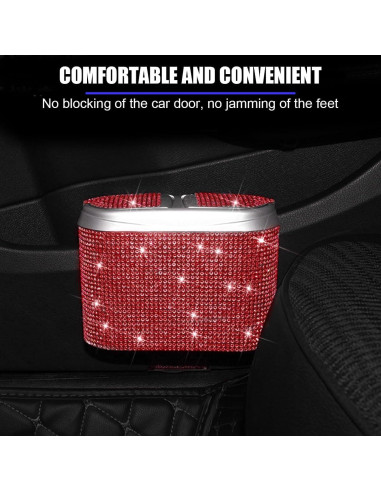 Bote de Basura para Auto Mandark con Tapa y Cristales Rojos