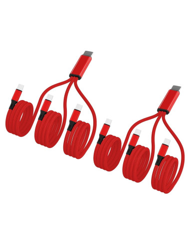 Cable USB C 3 en 1 Awnuwuy 1.22M Rojo - Carga Rápida 3A
