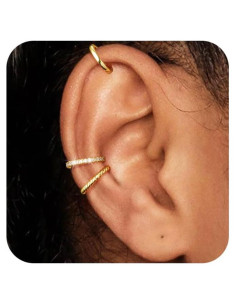 Pendientes de oreja dorados Koperin sin perforar con circonitas