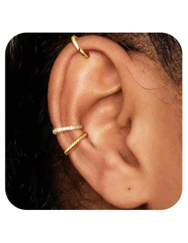 Pendientes de oreja dorados Koperin sin perforar con circonitas