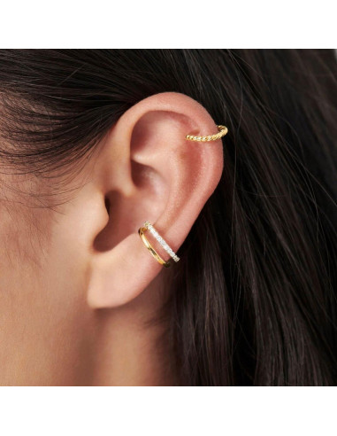 Pendientes de oreja dorados Koperin sin perforar con circonitas