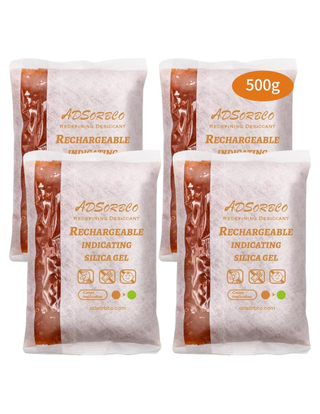 Paquetes de Gel de Sílice Adsorbco 500g - 4 Unidades Recargables Paquetes de Gel de Sílice Adsorbco 500g - 4 Unidades Recargables