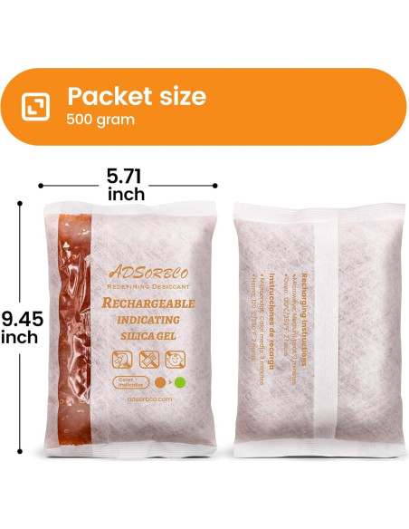 Paquetes de Gel de Sílice Adsorbco 500g - 4 Unidades Recargables Paquetes de Gel de Sílice Adsorbco 500g - 4 Unidades Recargables