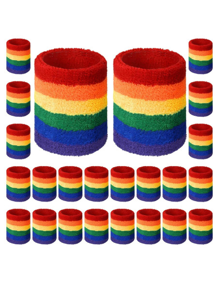 24 Piezas Muñequera de Sudor Arcoíris Sratte para Deportes 24 Piezas Muñequera de Sudor Arcoíris Sratte para Deportes