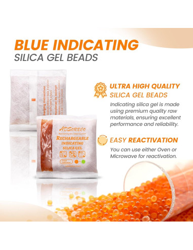 Paquetes de Gel de Sílice Adsorbco 500g - 4 Unidades Recargables