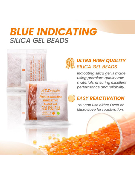 Paquetes de Gel de Sílice Adsorbco 500g - 4 Unidades Recargables Paquetes de Gel de Sílice Adsorbco 500g - 4 Unidades Recargables