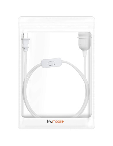 Cable de Lámpara de Techo kwmobile 6.1m E26 Blanco Tela