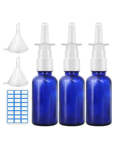 Botellas de Spray Nasal Cupohus 30ml Vidrio Azul 3 Pcs