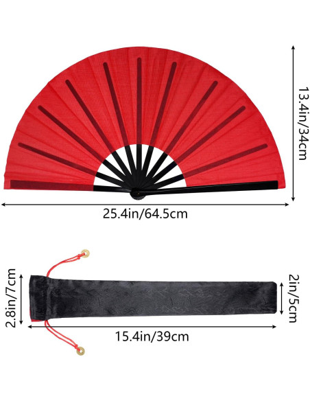 Abanico Plegable Nydotd Grande Rojo de Nylon para Danza Abanico Plegable Nydotd Grande Rojo de Nylon para Danza