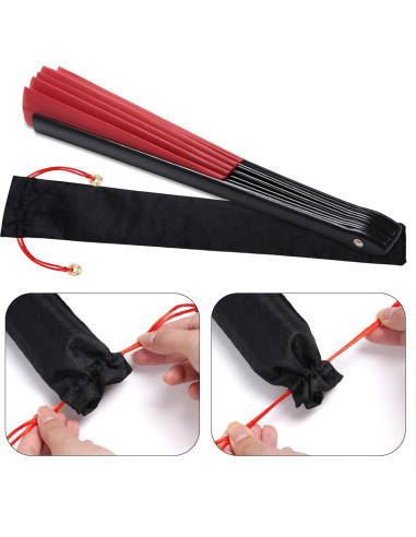 Abanico Plegable Nydotd Grande Rojo de Nylon para Danza